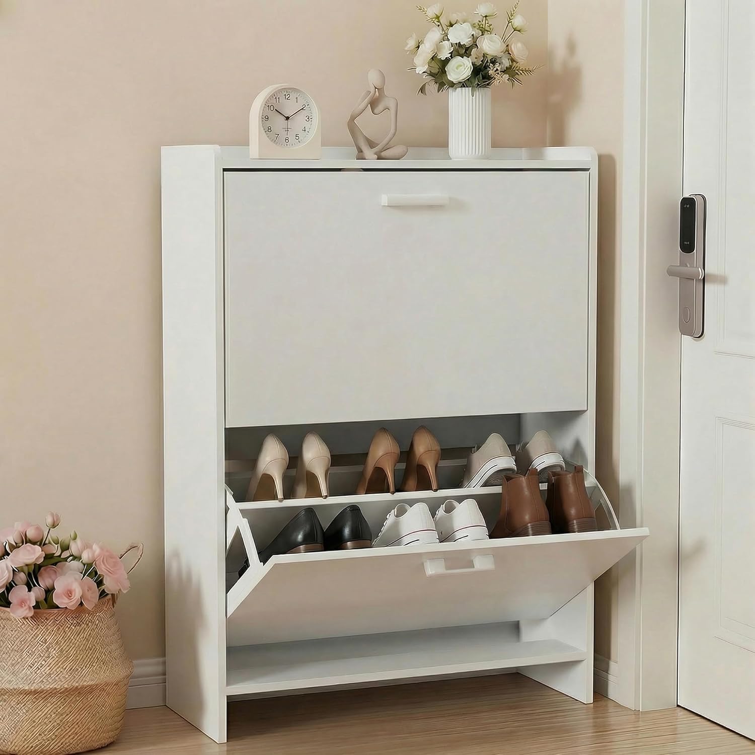 Shoe Rack Cabinet Narrow Entryway - # Lemari Sepatu Sempit dengan 2