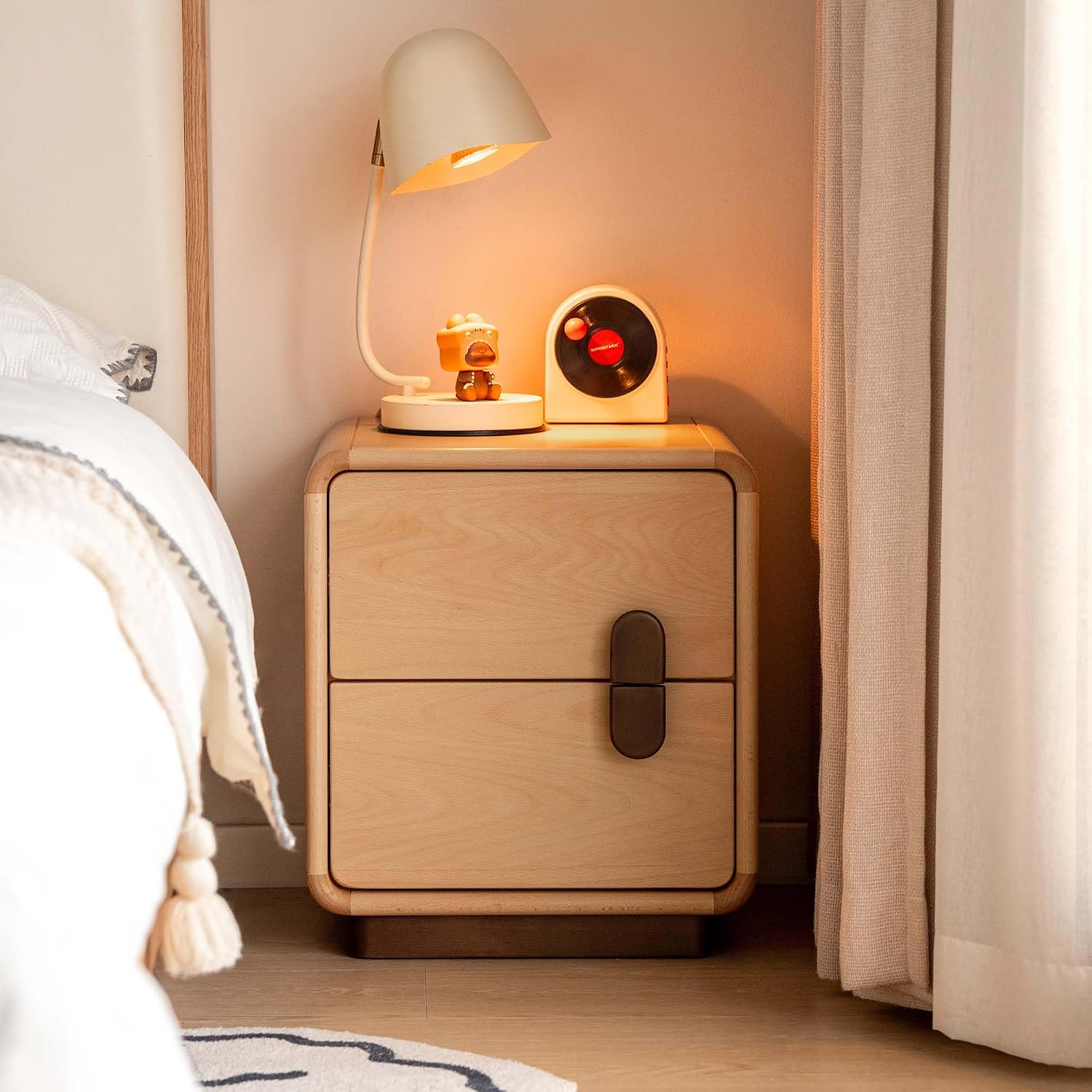 Solid Wood Nightstand 2 Drawers - Meja Nakas Kayu Solid dengan 2