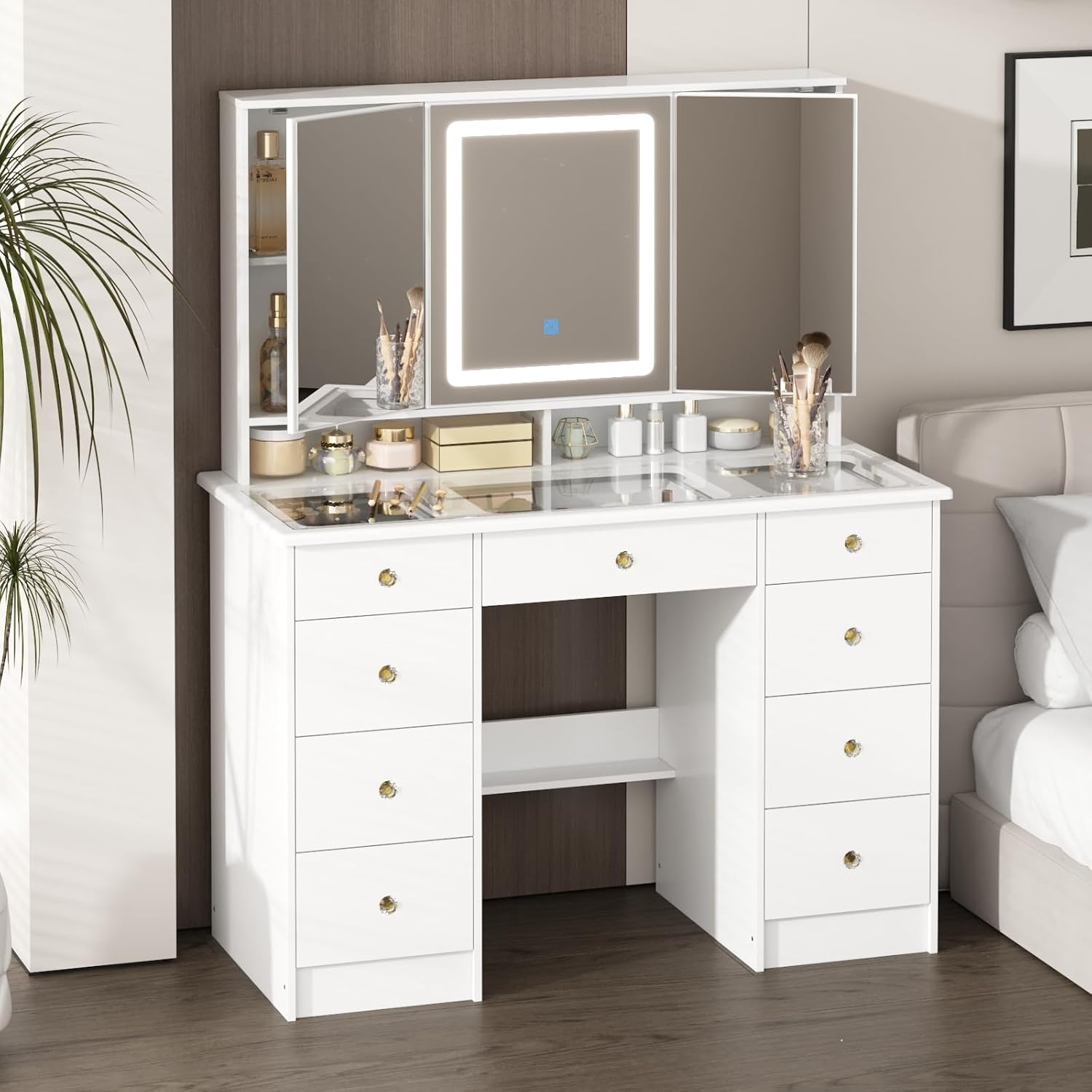 Dressing Table Vanity With Lighted Mirror - Meja Rias dengan Cermin dan Lampu,