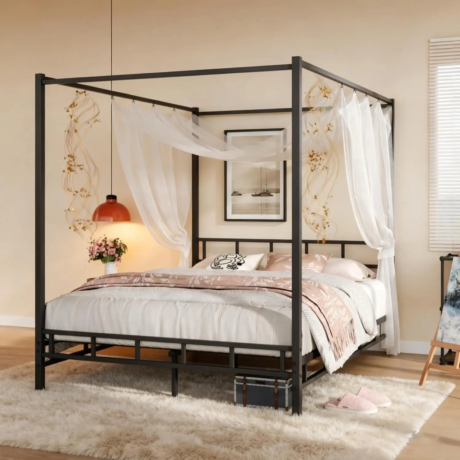 Canopy Bed Frame Metal Queen - Rangka Tempat Tidur Kanopi Logam Ukuran