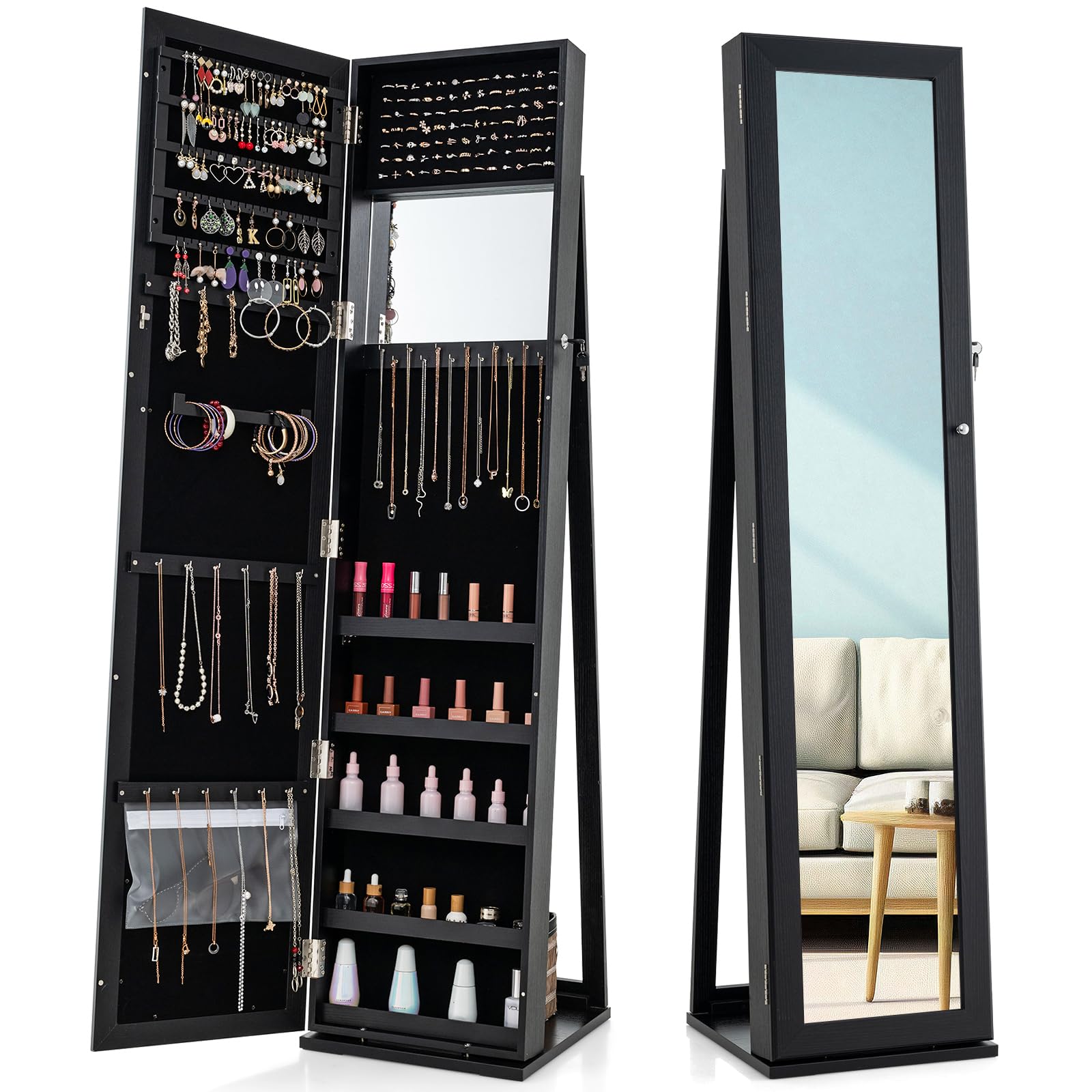 Full Length Mirror Jewelry Armoire - Lemari Perhiasan dengan Cermin Panjang 62