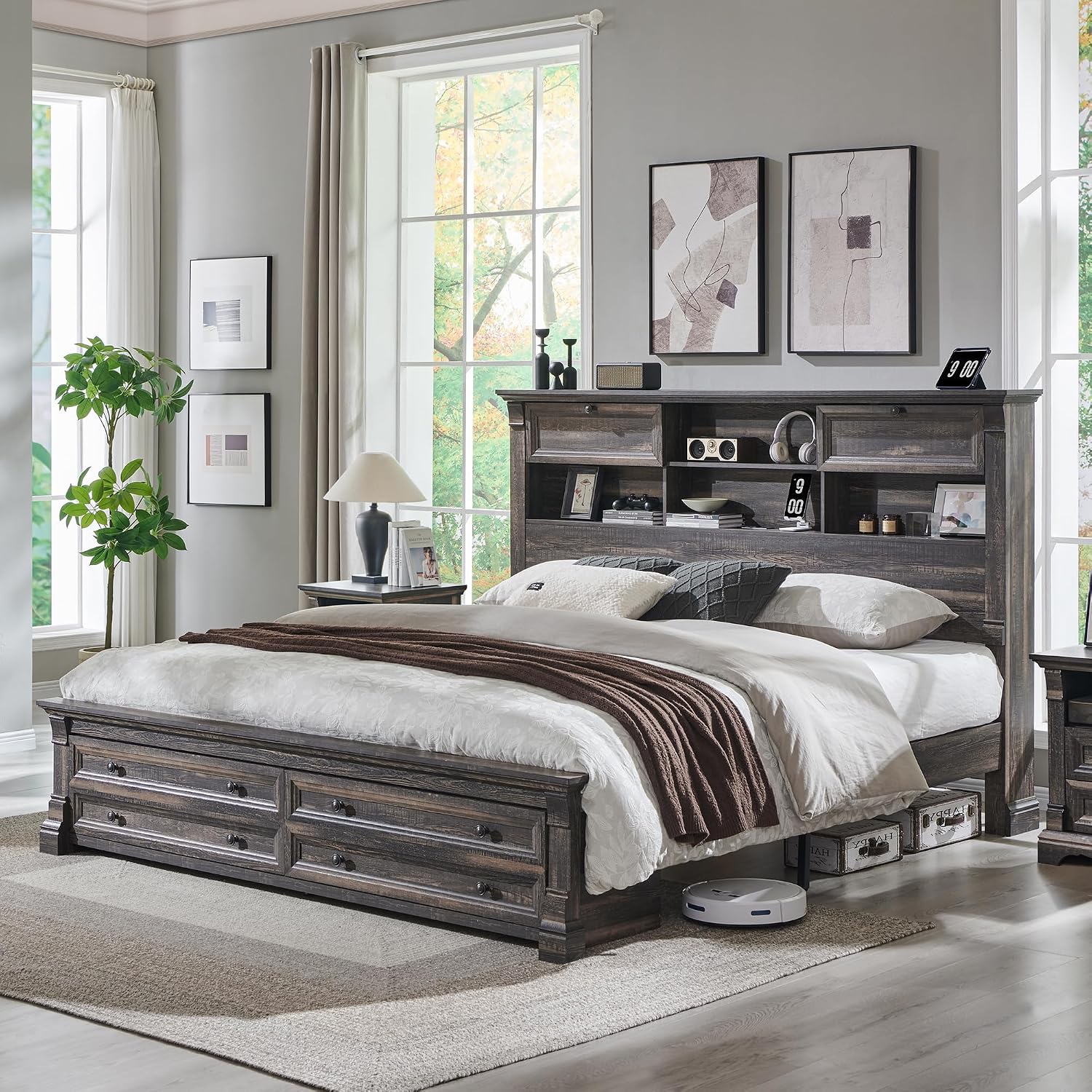 Rangka Tempat Tidur King Size, - King Size Bed Frame With Storage Drawers ulasan dan harga