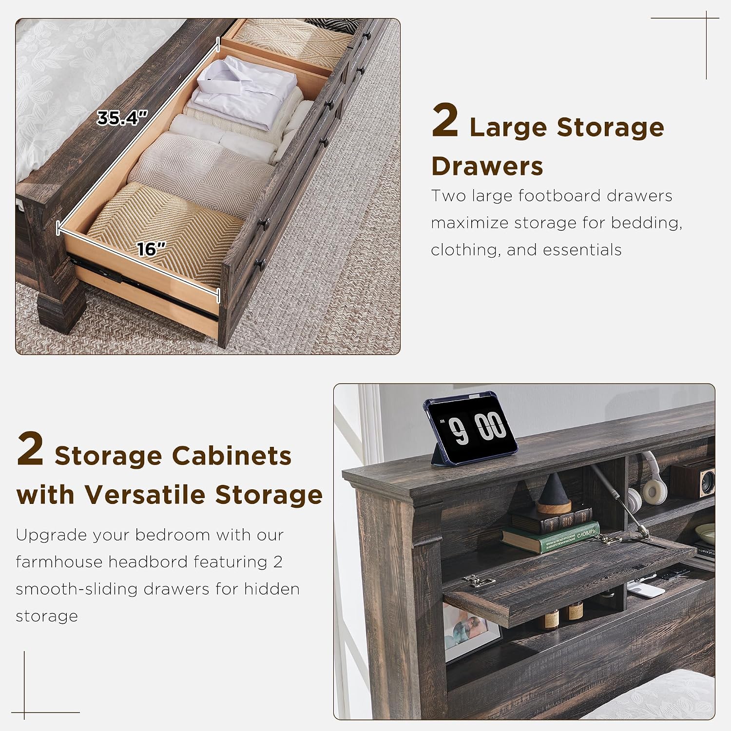 Rangka Tempat Tidur King Size, - King Size Bed Frame With Storage Drawers ulasan dan harga
