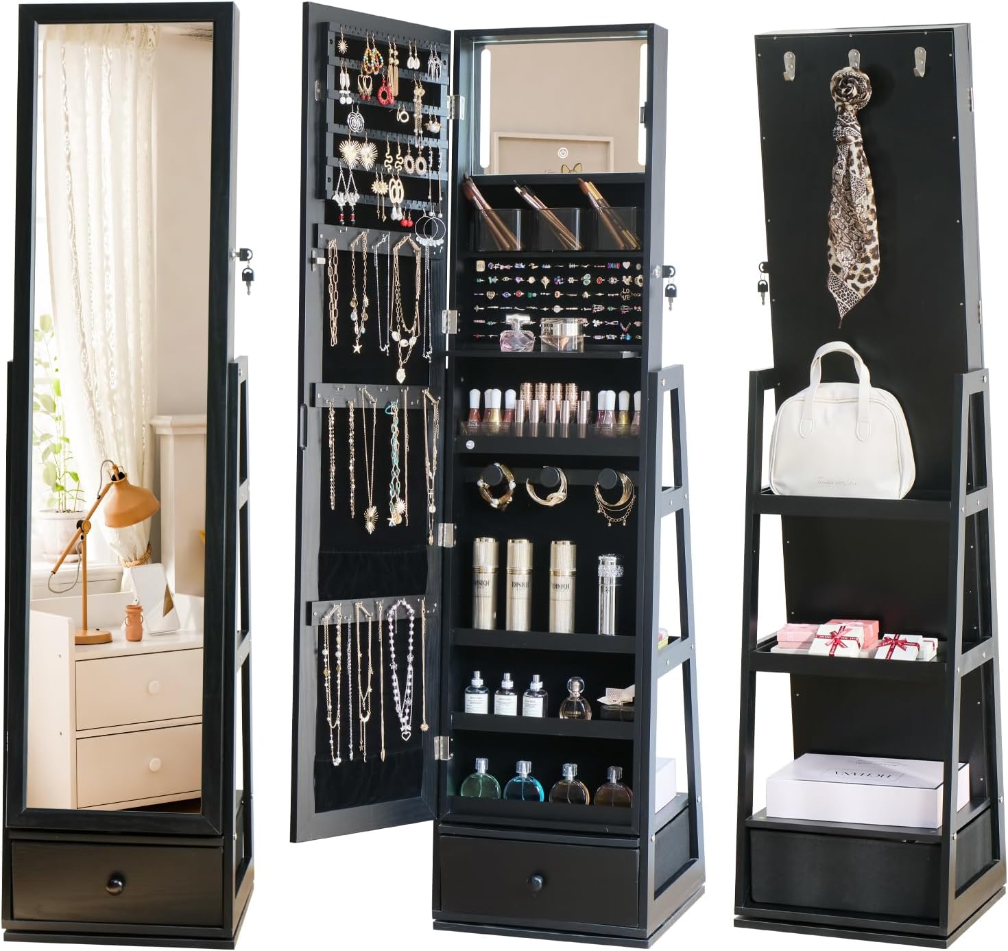 Lemari Perhiasan Berdiri Panja - Full Length Mirror Jewelry Armoire ulasan dan harga