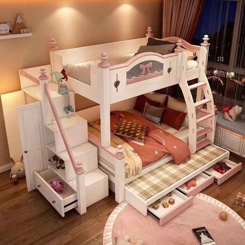 Tempat Tidur Susun Kayu Solid  - Bunk Bed With Stairs And Slide ulasan dan harga
