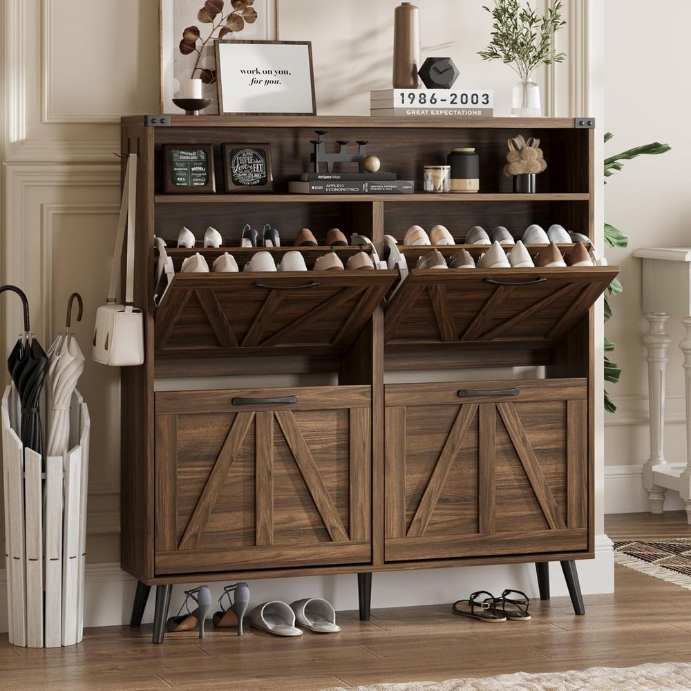 Lemari Sepatu dengan 4 Rak, Le - Shoe Rack Cabinet Narrow Entryway ulasan dan harga
