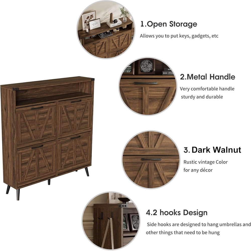 Lemari Sepatu dengan 4 Rak, Le - Shoe Rack Cabinet Narrow Entryway ulasan dan harga