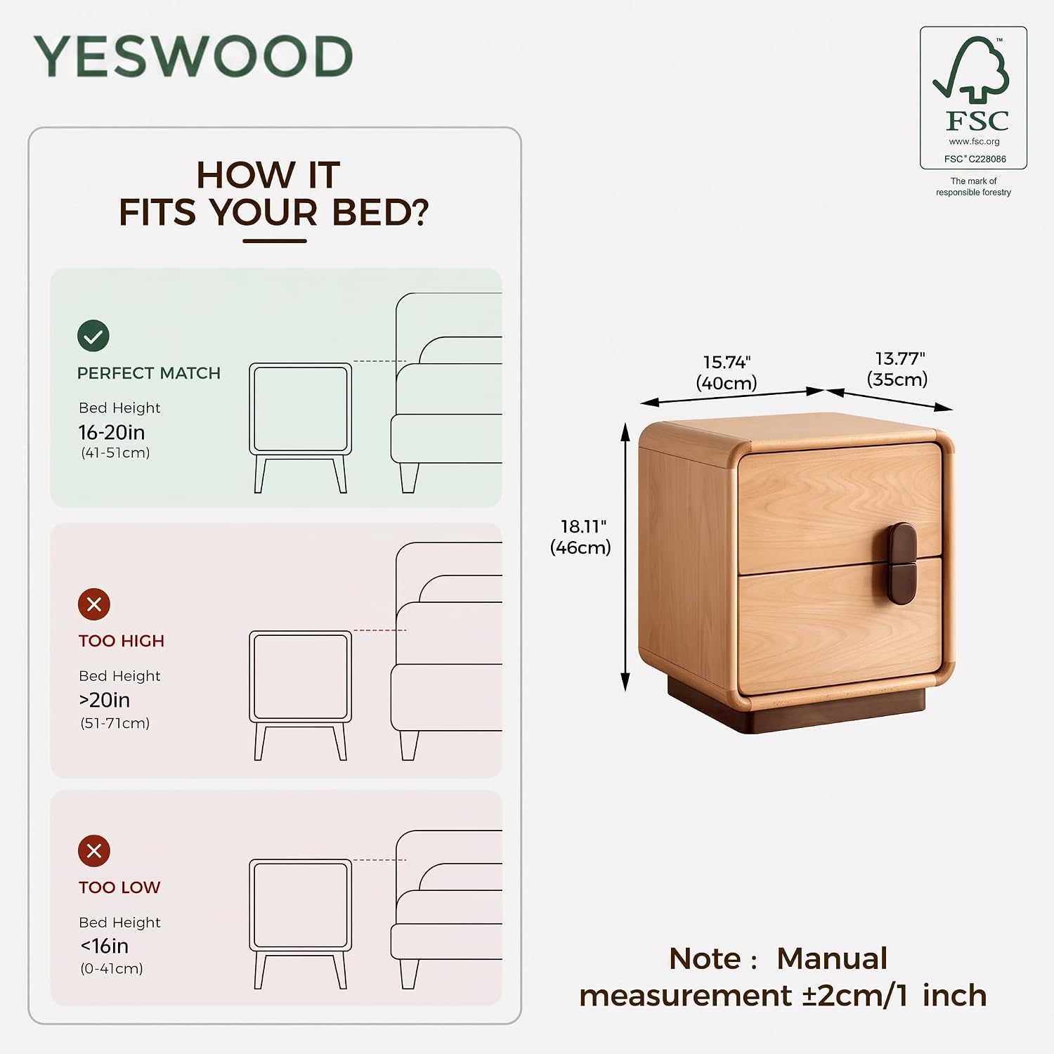 Meja Nakas Kayu Solid dengan 2 - Solid Wood Nightstand 2 Drawers ulasan dan harga
