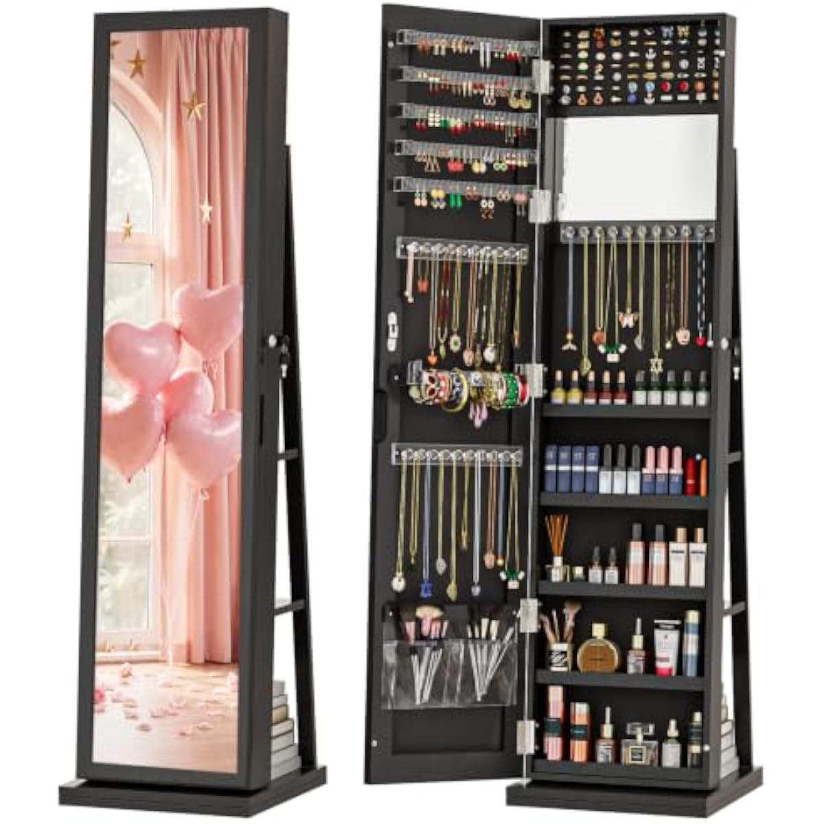 Lemari Perhiasan Berdiri Hitam - Full Length Mirror Jewelry Armoire ulasan dan harga
