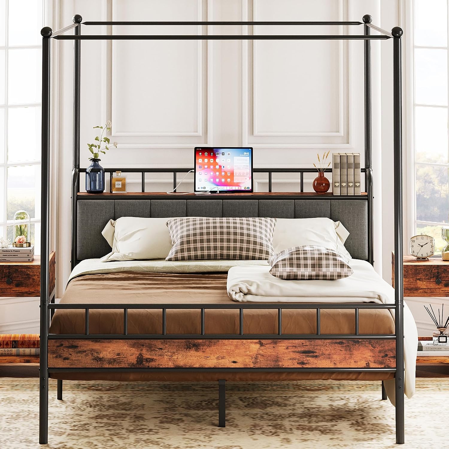 Rangka Tempat Tidur Queen Cano - Canopy Bed Frame Metal Queen ulasan dan harga