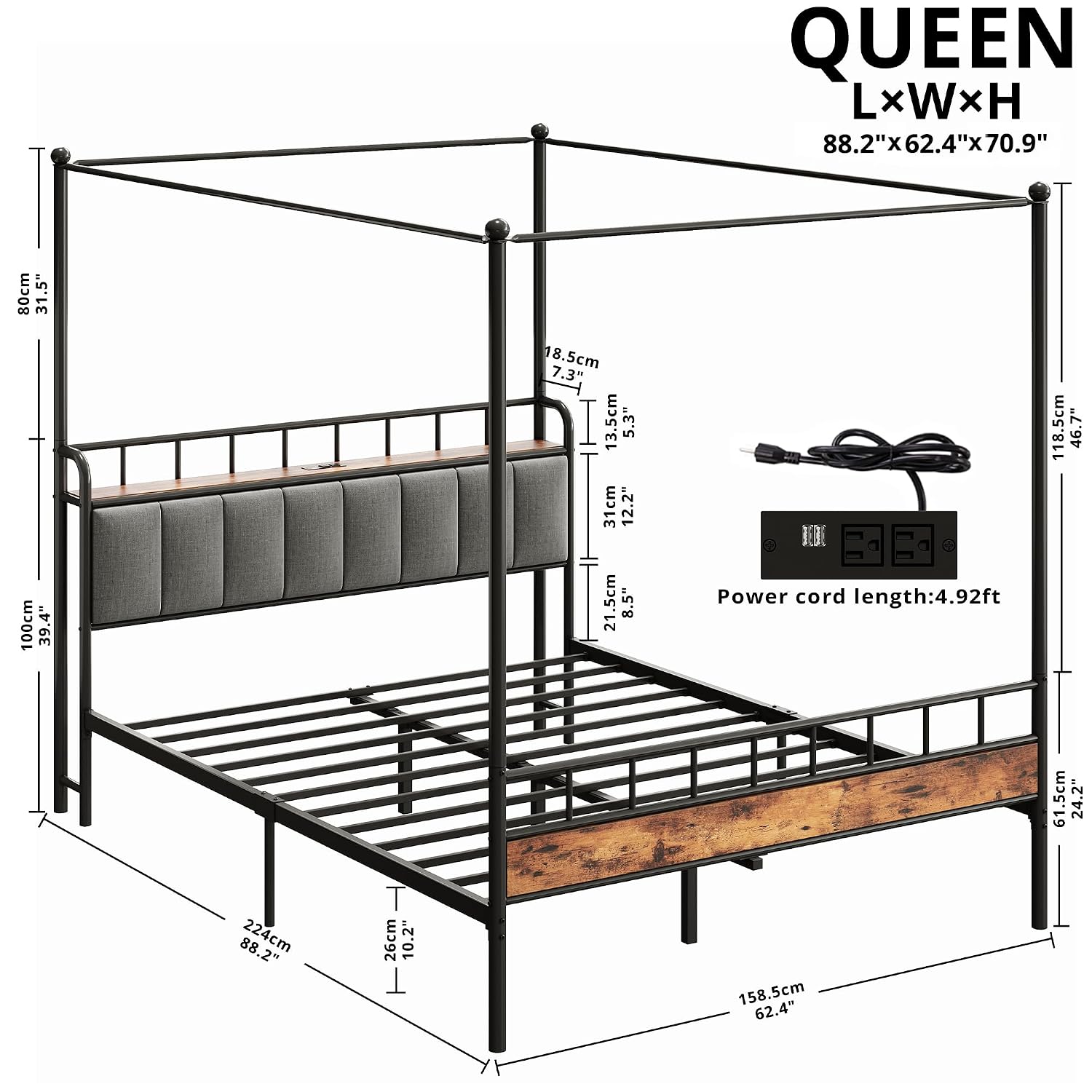 Rangka Tempat Tidur Queen Cano - Canopy Bed Frame Metal Queen ulasan dan harga