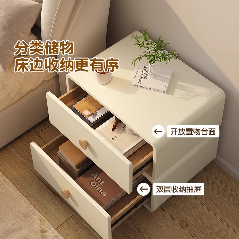 Lemari Samping Tempat Tidur Mi - Solid Wood Nightstand 2 Drawers ulasan dan harga