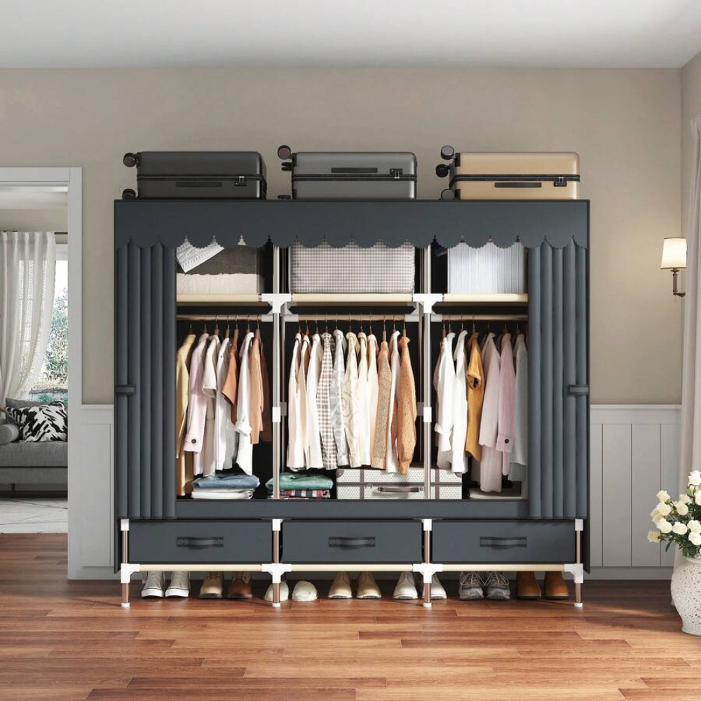 Lemari Pakaian Portabel, Rangk - Wardrobe Closet Portable Fabric Cover ulasan dan harga