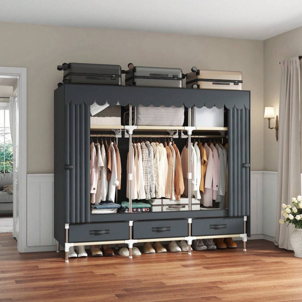 Lemari Pakaian Portabel, Rangk - Wardrobe Closet Portable Fabric Cover ulasan dan harga