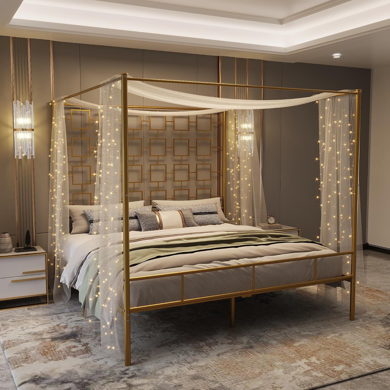 Rangka Tempat Tidur Queen Cano - Canopy Bed Frame Metal Queen ulasan dan harga