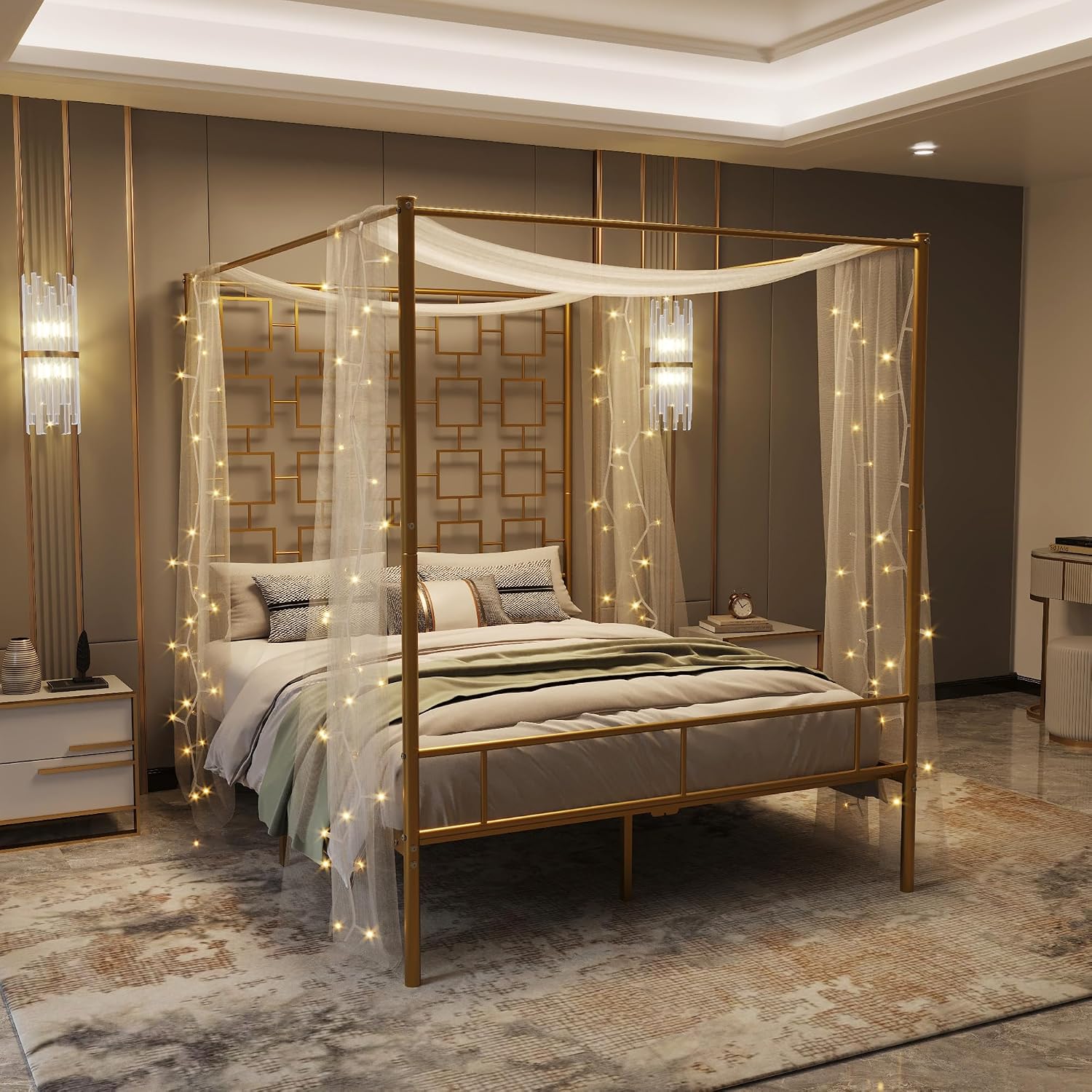 Rangka Tempat Tidur Queen Cano - Canopy Bed Frame Metal Queen ulasan dan harga