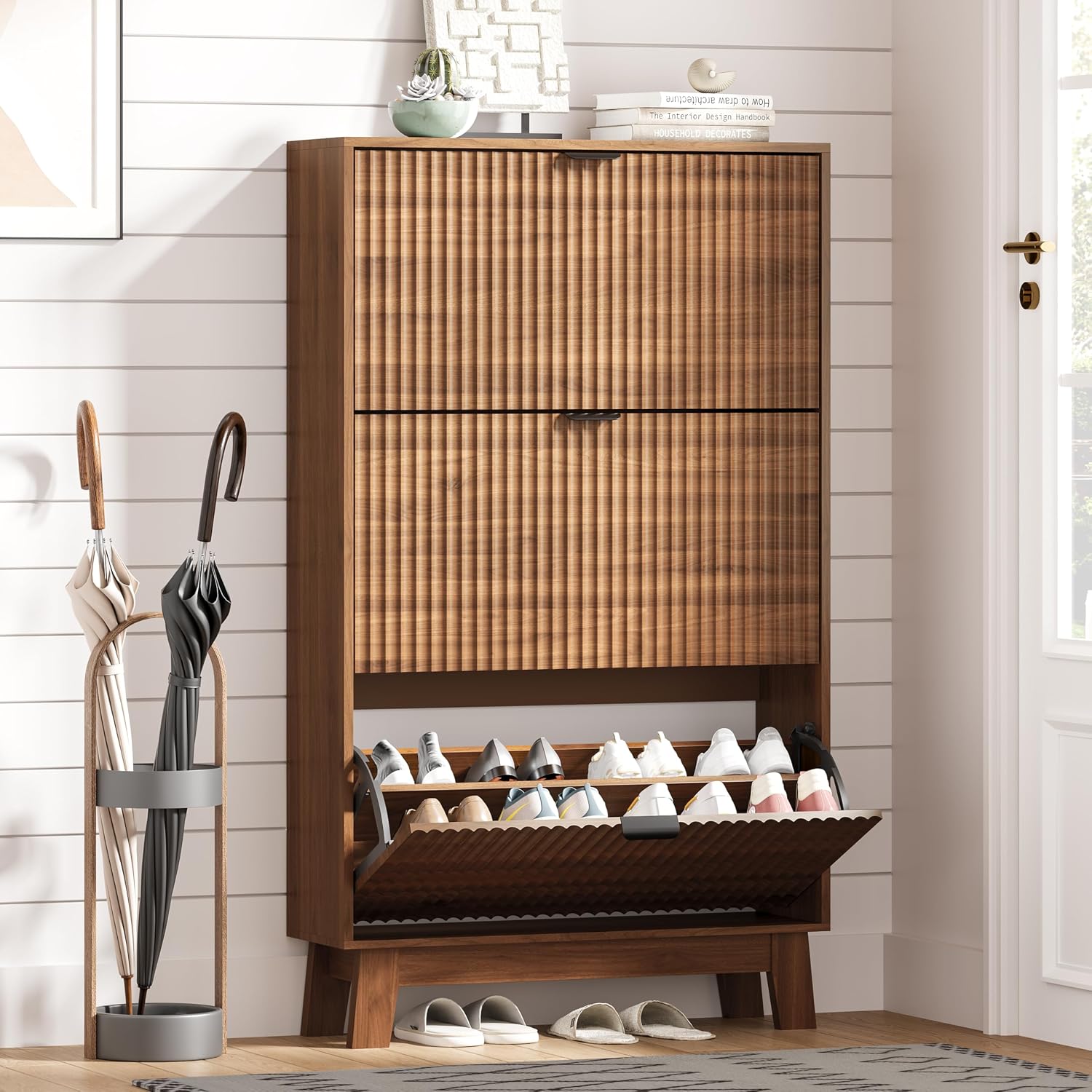 Lemari Sepatu Pintu Masuk deng - Shoe Rack Cabinet Narrow Entryway ulasan dan harga