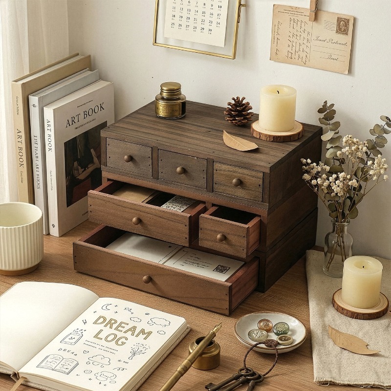 Kotak Penyimpanan Desktop Kayu - Storage ulasan dan harga