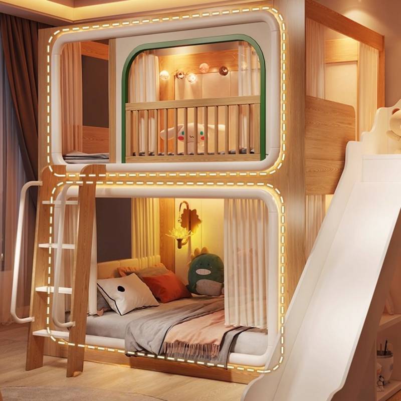 Tempat Tidur Anak-anak Double  - Bunk Bed With Stairs And Slide ulasan dan harga